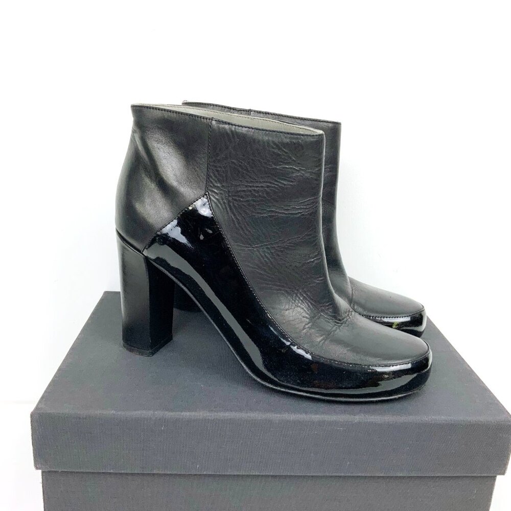 Jil Sander Navy Line Black Mix Leather Ankle Slip-OnBoots Sz 8 - Picture 2 of 16